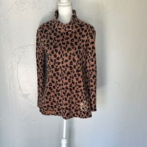 Elegant Leopard Print Cowl Neck Blouse
